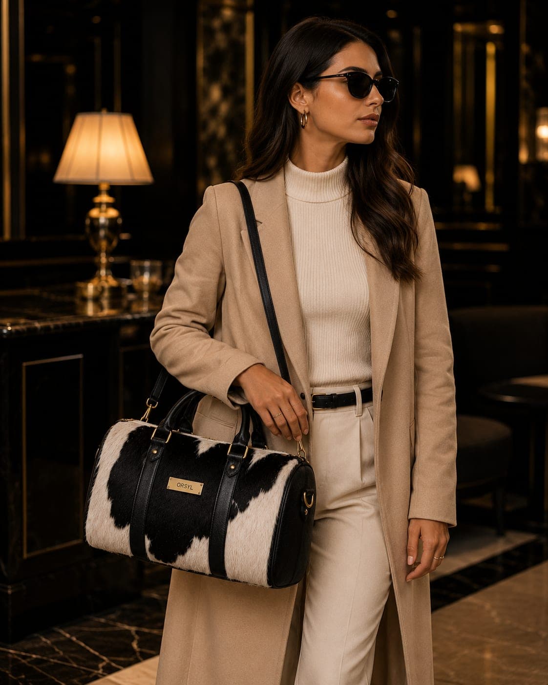 ORSYL Signature Noir & Ivoire – Cowhide Luxury Duffel